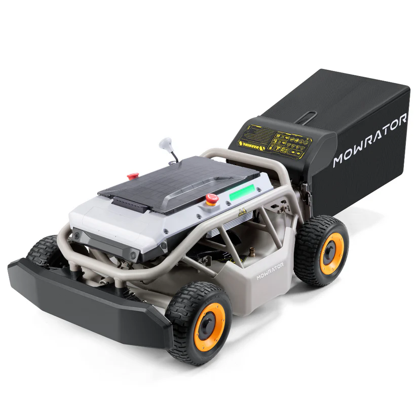 Best Lawn Mower for Steep Slopes in New Zealand (2025 Guide) Mowrator S1 Pro 4WD robotic lawn mower with remote control and automatic grass dumping system, designed for steep slopes and large lawns in New Zealand